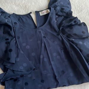 Vineyard Vines Navy with dots flutter-sleeve blouse